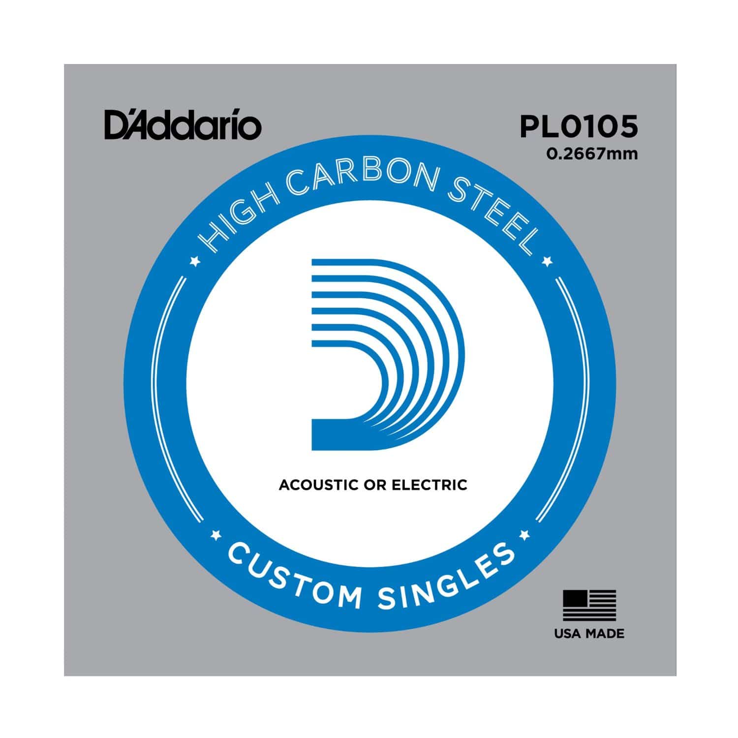 D’Addario PL0105 Plain Steel Single String – Acoustic & Electric Guitar