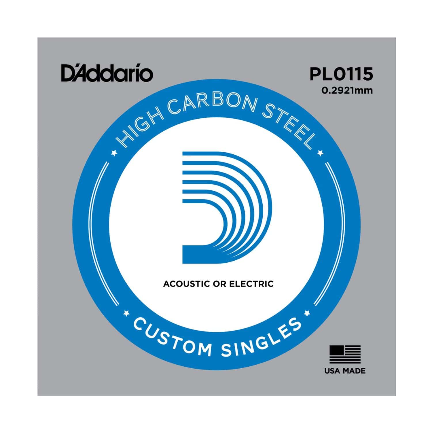 D’Addario PL0115 Plain Steel Single String – Acoustic & Electric Guitar