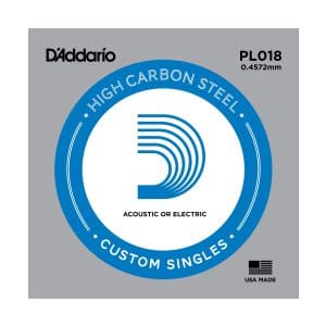 D'Addario PL018 Plain Steel Single String - Acoustic & Electric Guitar .018