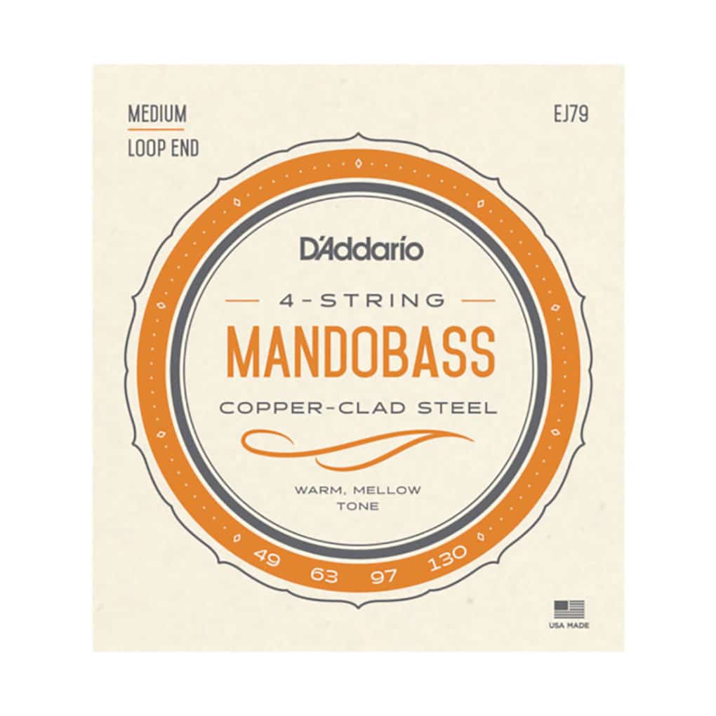 Mandobass Strings – D’Addario EJ79 – Copper Coated Steel Wound – Medium – 49-130 – Loop End – EADG Tuning 1