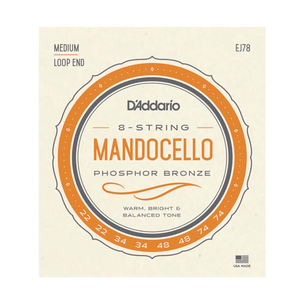 Mandocello Strings – D’Addario EJ78 – Phosphor Bronze – Medium – 22-74 – Loop End – C to A Tuning 1