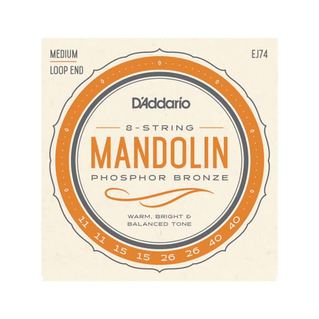 Mandolin Strings – D’Addario EJ74 – Phosphor Bronze – Medium – 11-40 – Loop End 1