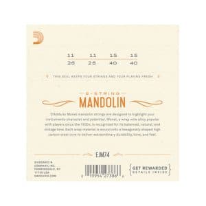 Mandolin Strings – D’Addario EJM74 – Monel – Medium – 11-40 – Loop End 2