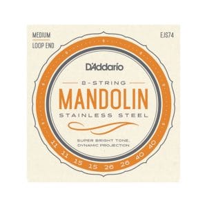 Mandolin Strings – D’Addario EJS74 – Stainless Steel – Phosphor Bronze – Medium – 11-40 – Loop End 1