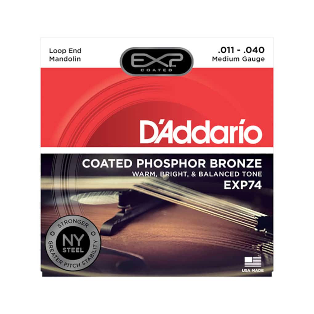 Mandolin Strings – D’Addario EXP74 – Coated Phosphor Bronze – Medium – 11-40 – Loop End 1