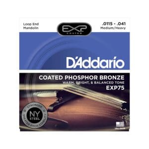 Mandolin Strings - D'Addario EXP75 - Coated Phosphor Bronze - Medium/Heavy - 11.5-41 - Loop End