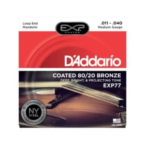 Mandolin Strings - D'Addario EXP77 - Coated 80/20 Bronze - Medium - 11-40 - Loop End