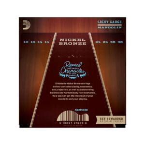 Mandolin Strings – D’Addario NBM1038 – Nickel Bronze – Light – 10-38 – Loop End 2