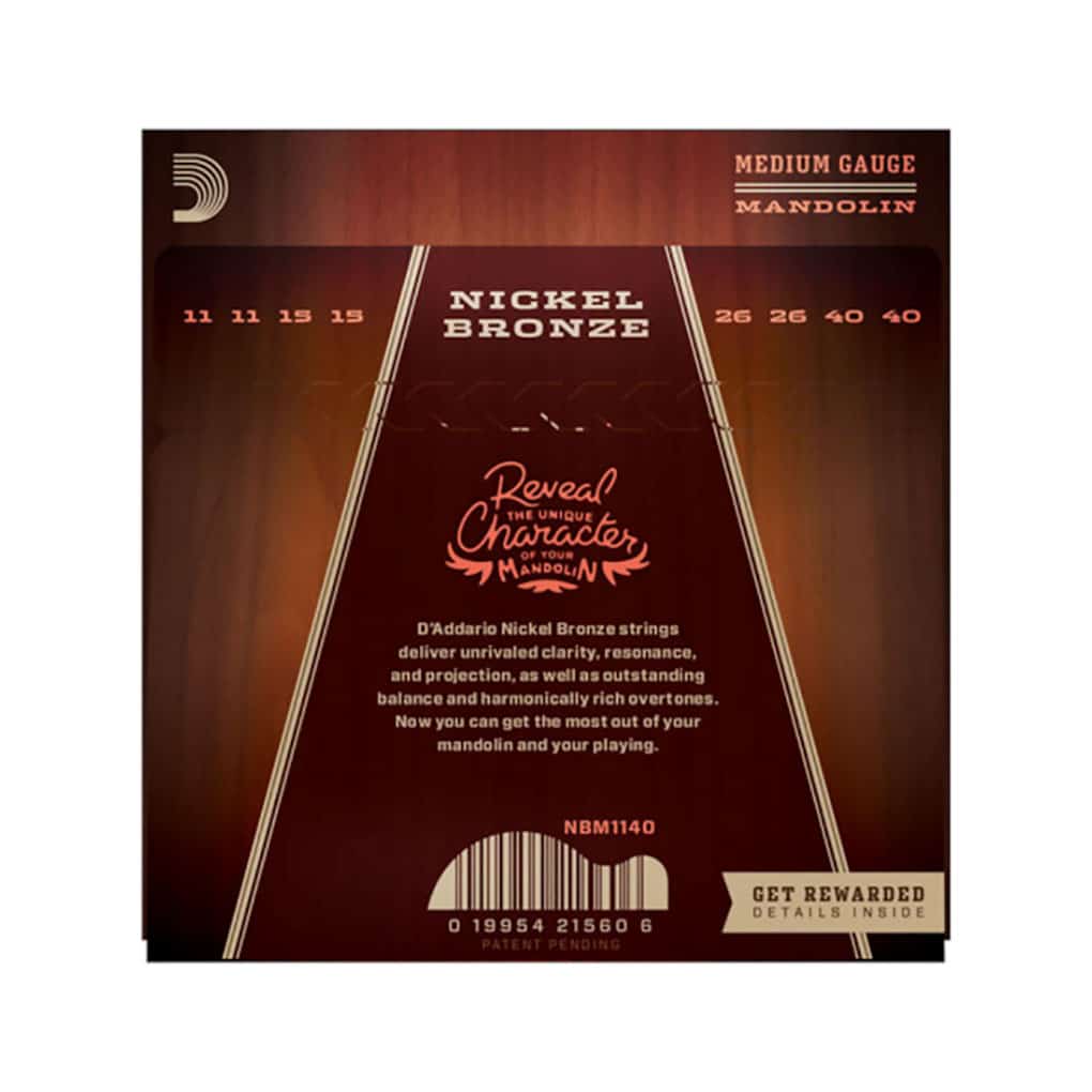 Mandolin Strings – D’Addario NBM1140 – Nickel Bronze – Medium – 11-40 – Loop End 2