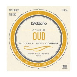Oud Strings - Arabic Oud - D'Addario EJ95A - 11 String Set - cgdAFC Tuning - Nylon & Silver Plated Copper - Tie End