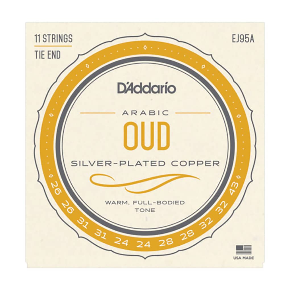 Oud Strings – Arabic Oud – D’Addario EJ95A – 11 String Set – cgdAFC Tuning – Nylon & Silver Plated Copper – Tie End 1