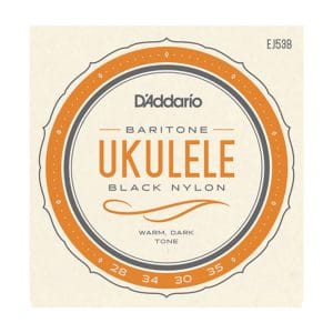 Ukulele Strings - D'Addario EJ53B - Black Nylon - Baritone Set - DGBE Low D Tuning