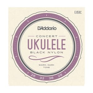 Ukulele Strings - D'Addario EJ53C - Black Nylon - Concert Set - GCEA High G Tuning