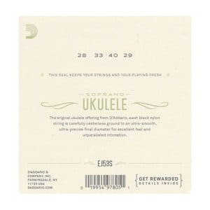 Ukulele Strings – D’Addario EJ53S – Black Nylon Soprano Set – GCEA High G Tuning 2