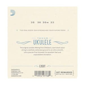 Ukulele Strings – D’Addario EJ53T- Black Nylon – Tenor Set – GCEA High G Tuning 2