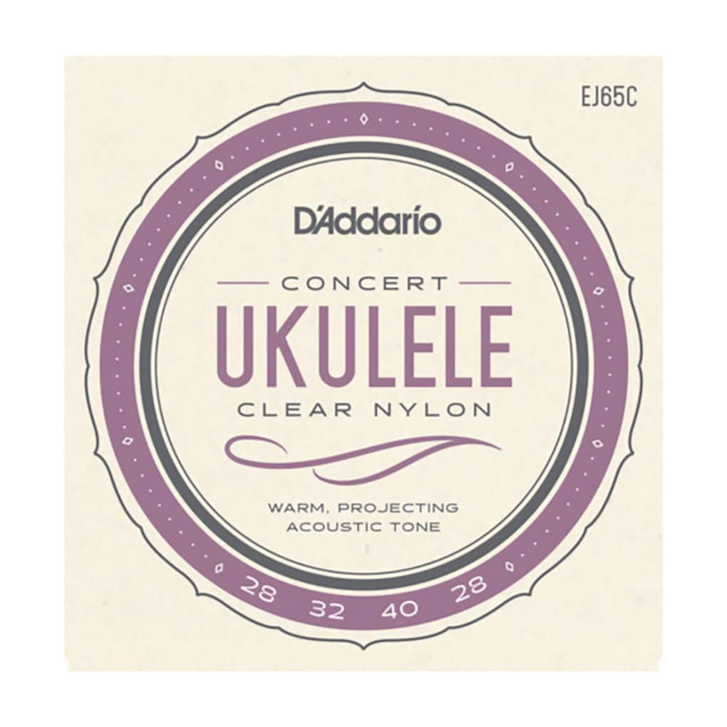 Ukulele Strings – D’Addario EJ65C – Clear Nylon –  Concert Set – GCEA High G Tuning 1