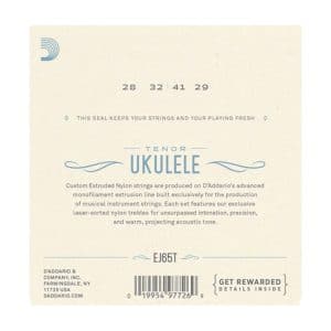 Ukulele Strings – D’Addario EJ65T – Clear Nylon –  Tenor Set – GCEA High G Tuning 2