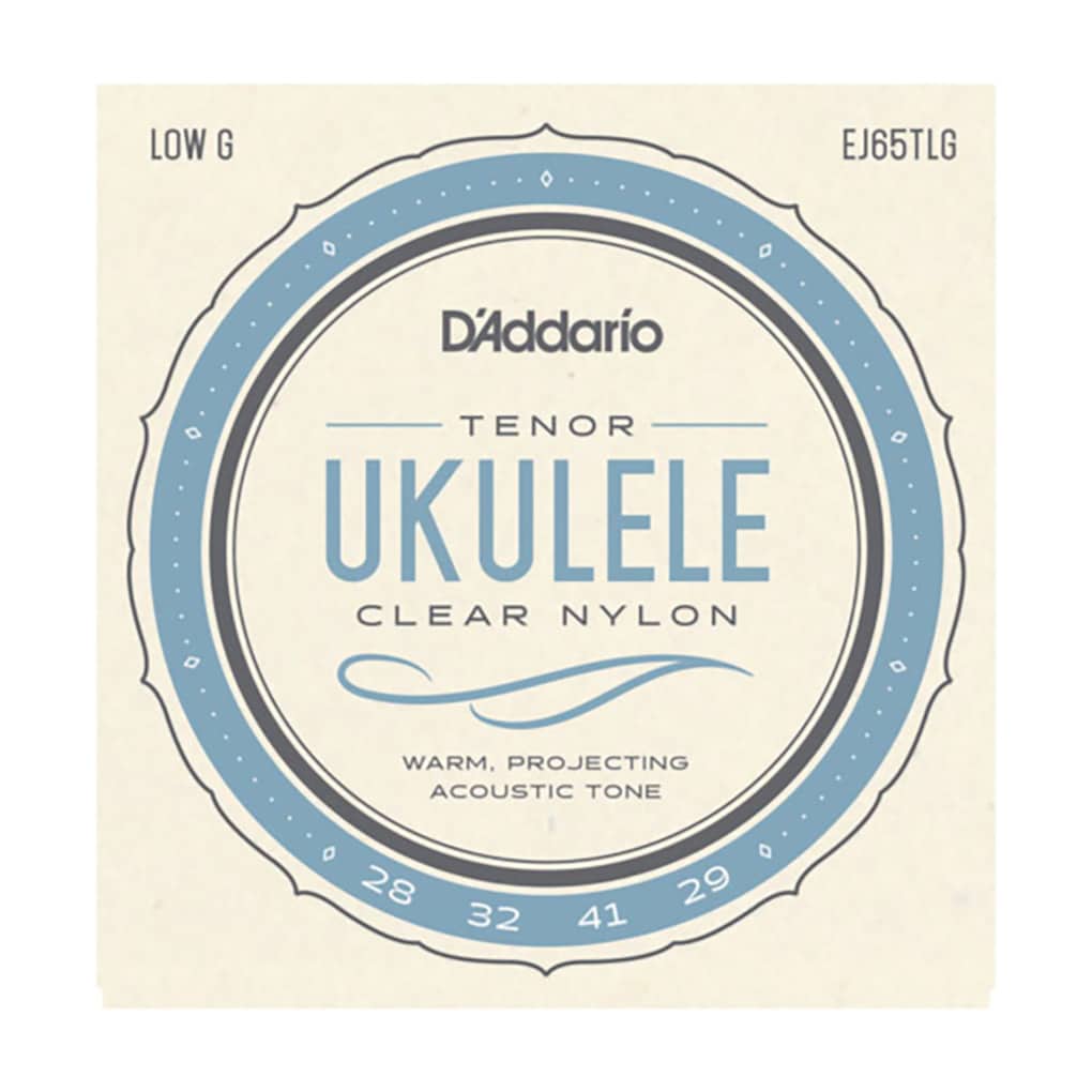 Ukulele Strings – D’Addario EJ65TLG – Clear Nylon – Tenor Set – GCEA Low G Tuning 1