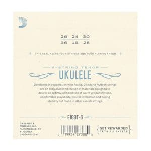 Ukulele Strings – D’Addario EJ88T-6 – Nyltech – 6 String Tenor Set – GCEA High G Tuning 2