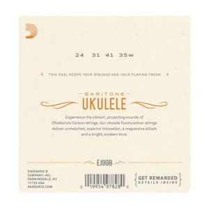 Ukulele Strings – D’Addario EJ99B – Fluorocarbon –  Baritone Set – DGBE Low D Tuning 2