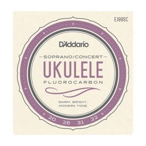 Ukulele Strings - D'Addario EJ99SC - Fluorocarbon - Soprano & Concert Set - GCEA High G Tuning