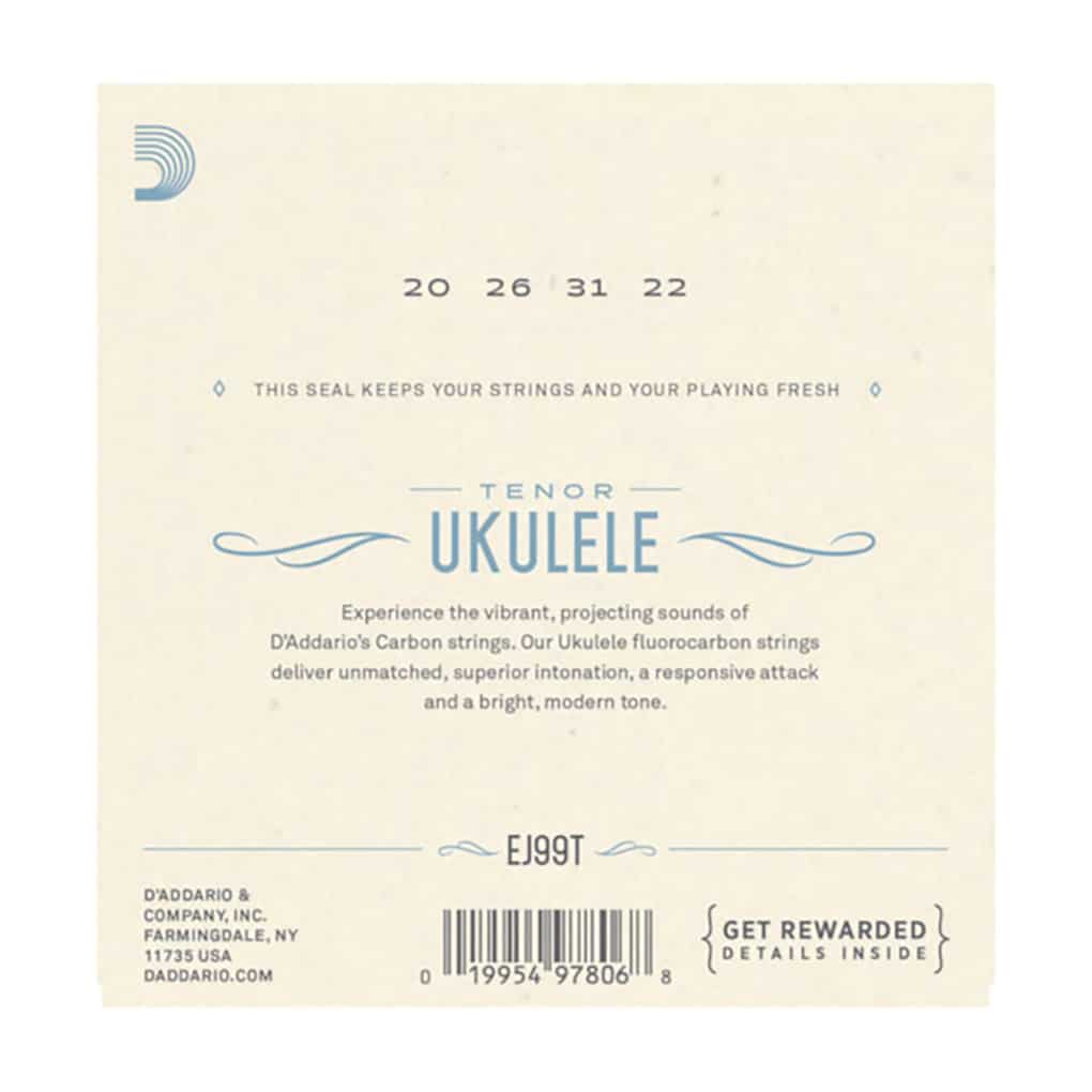 Ukulele Strings – D’Addario EJ99T – Fluorocarbon – Tenor Set – GCEA High G Tuning 2