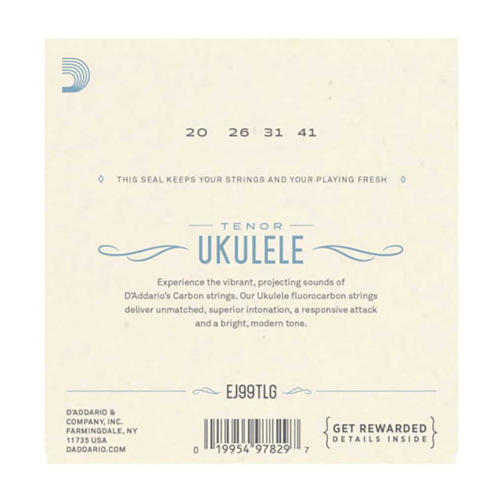 Ukulele Strings – D’Addario EJ99TLG – Fluorocarbon – Tenor Set – GCEA Low G Tuning 2