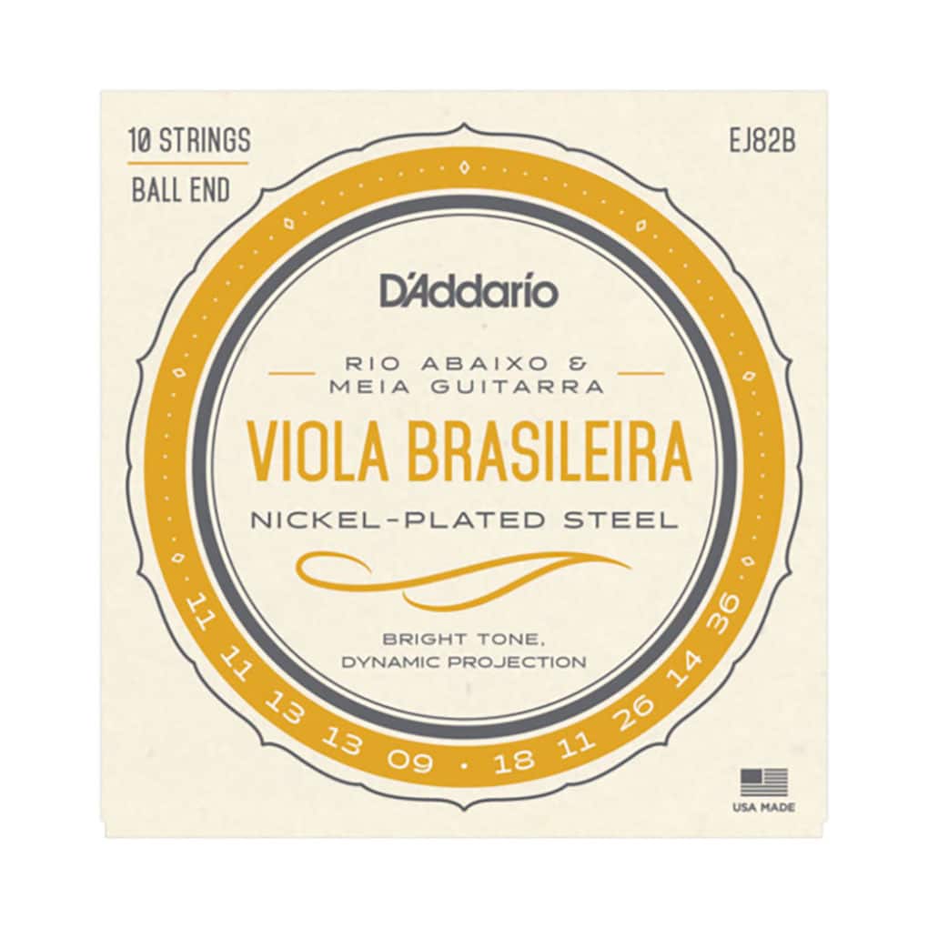 Viola Brasileira Strings – D’Addario EJ82B – For Rio Abaixo & Meia Guitarra – 10 Strings – Ball End 1