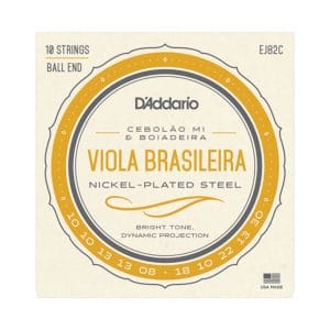 Viola Brasileira Strings - D'Addario EJ82C - For Cebolao Mi & Boiadeira - 10 Strings - Ball End