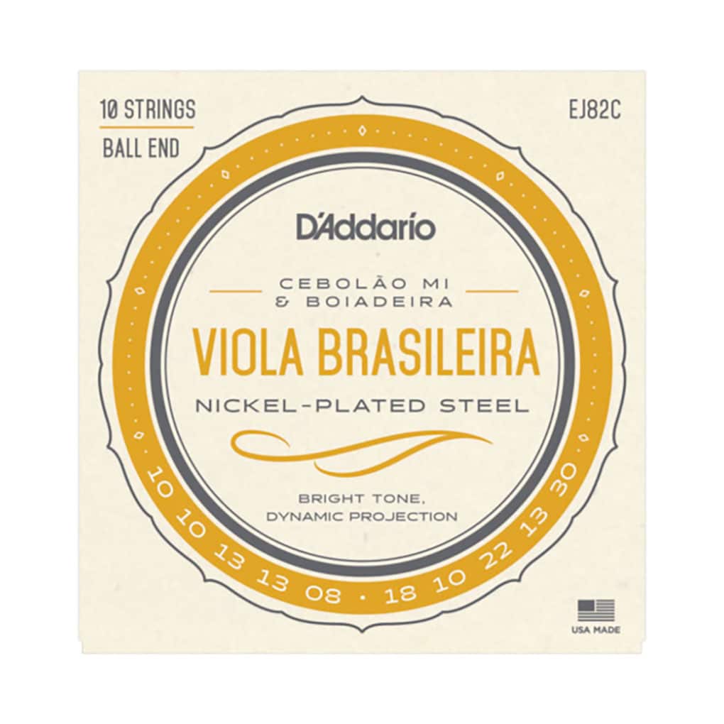 Viola Brasileira Strings – D’Addario EJ82C – For Cebolao Mi & Boiadeira – 10 Strings – Ball End 1