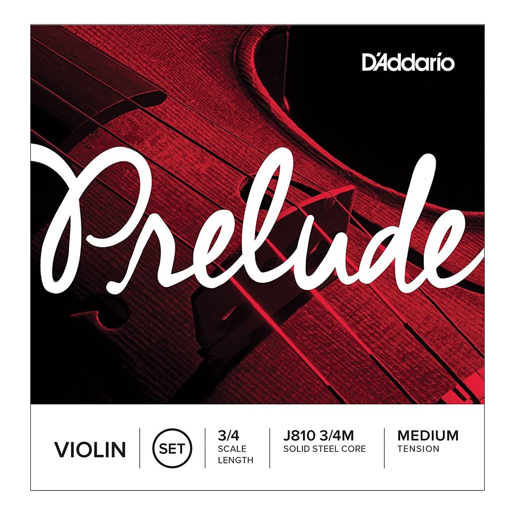 D’Addario Prelude Violin Strings – Full Set – J810 3/4 Scale – Medium Tension 1