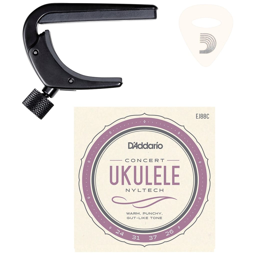 D’Addario – Ukulele Essentials Kit – Includes EJ88C Concert Strings – Capo – Felt Picks – PW-UKEB-VM 2