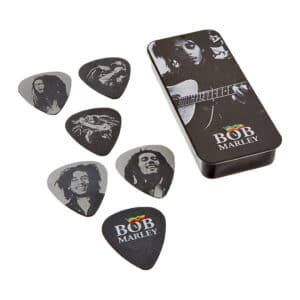 Dunlop - Bob Marley - Silver Portrait - Guitar Pick Tin - 6 Picks - Medium Gauge