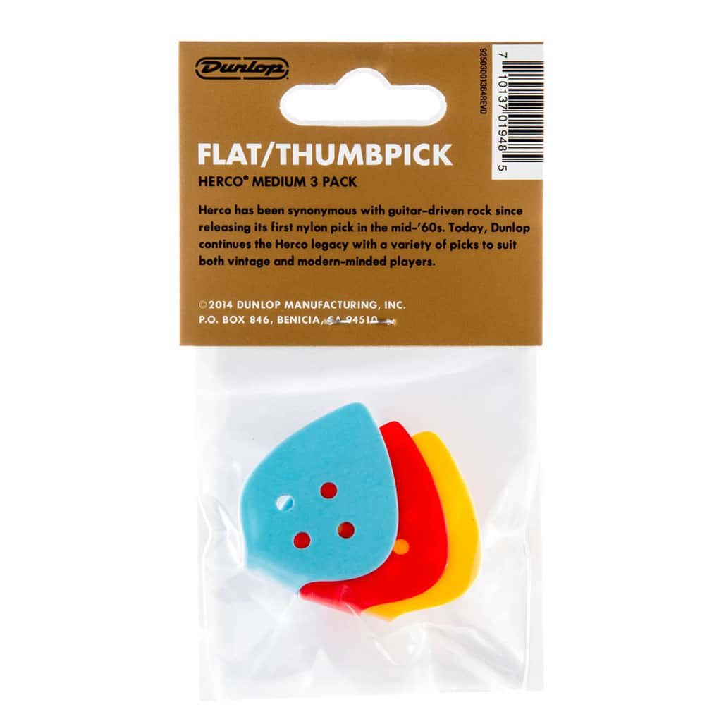 Dunlop – Herco Flat Thumb Picks – Celluloid – Medium – 3 Pack 2