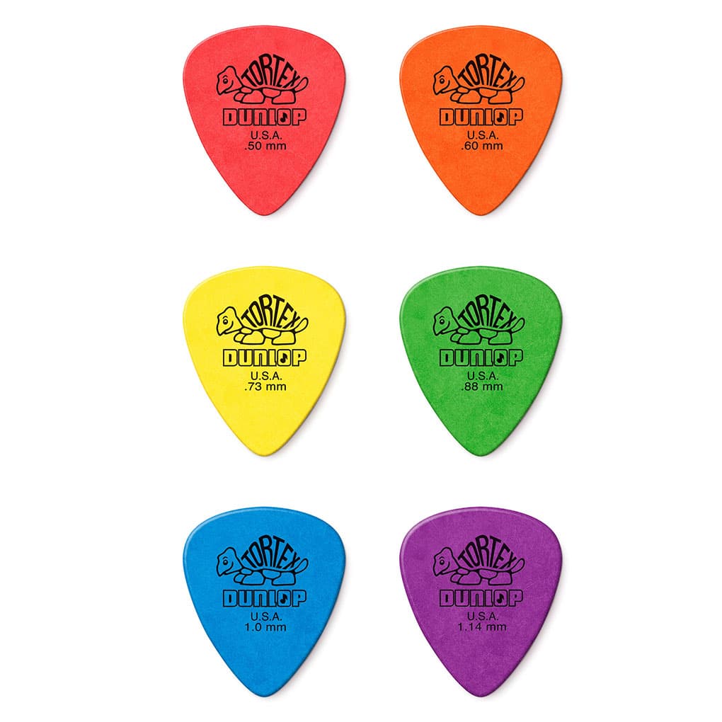 6 x Dunlop Tortex Standard Guitar Picks – One of Each Colour Type Gauge Included 2