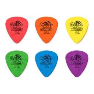 6 x Dunlop Tortex Standard Guitar Picks – One of Each Colour Type Gauge Included 1