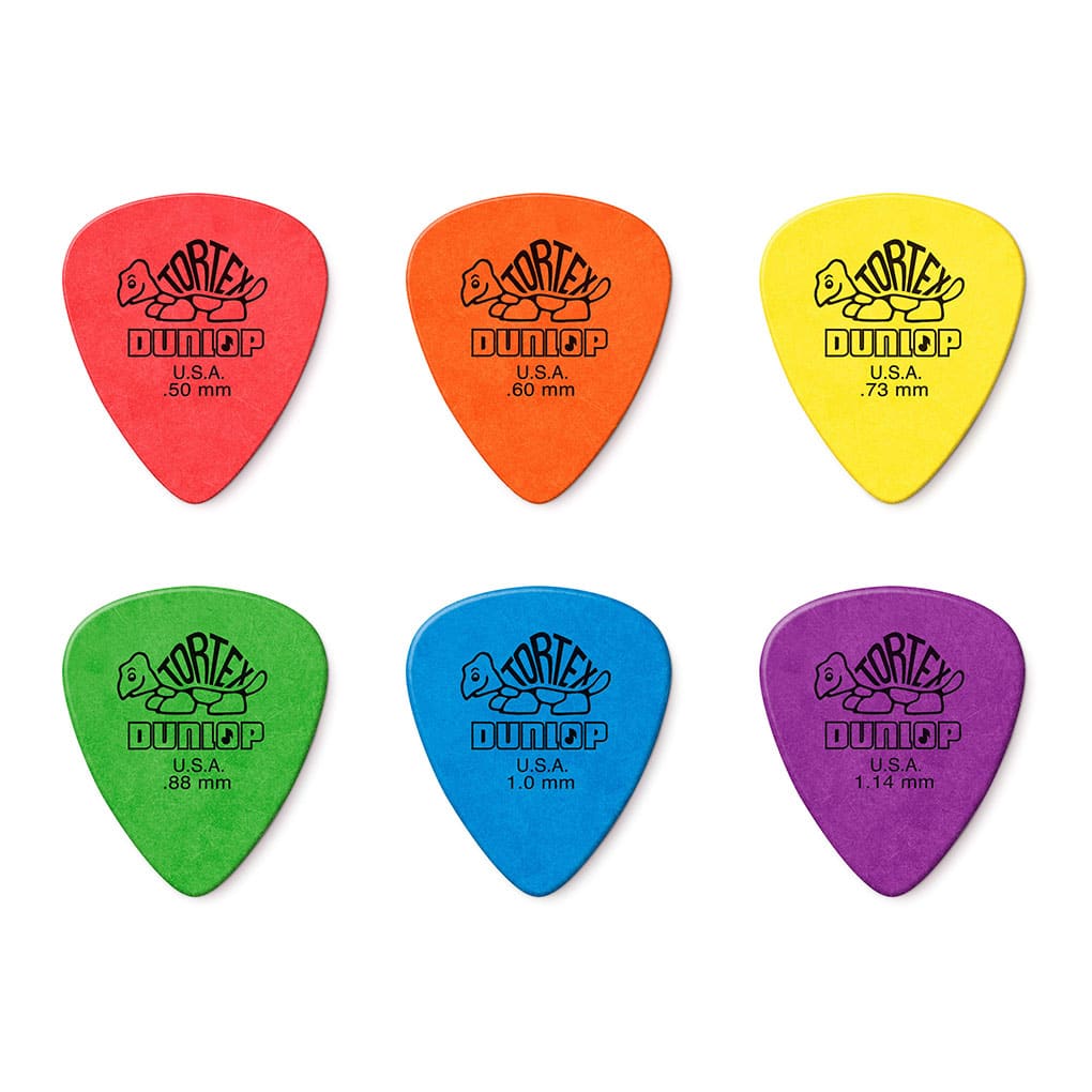 6 x Dunlop Tortex Standard Guitar Picks – One of Each Colour Type Gauge Included 1