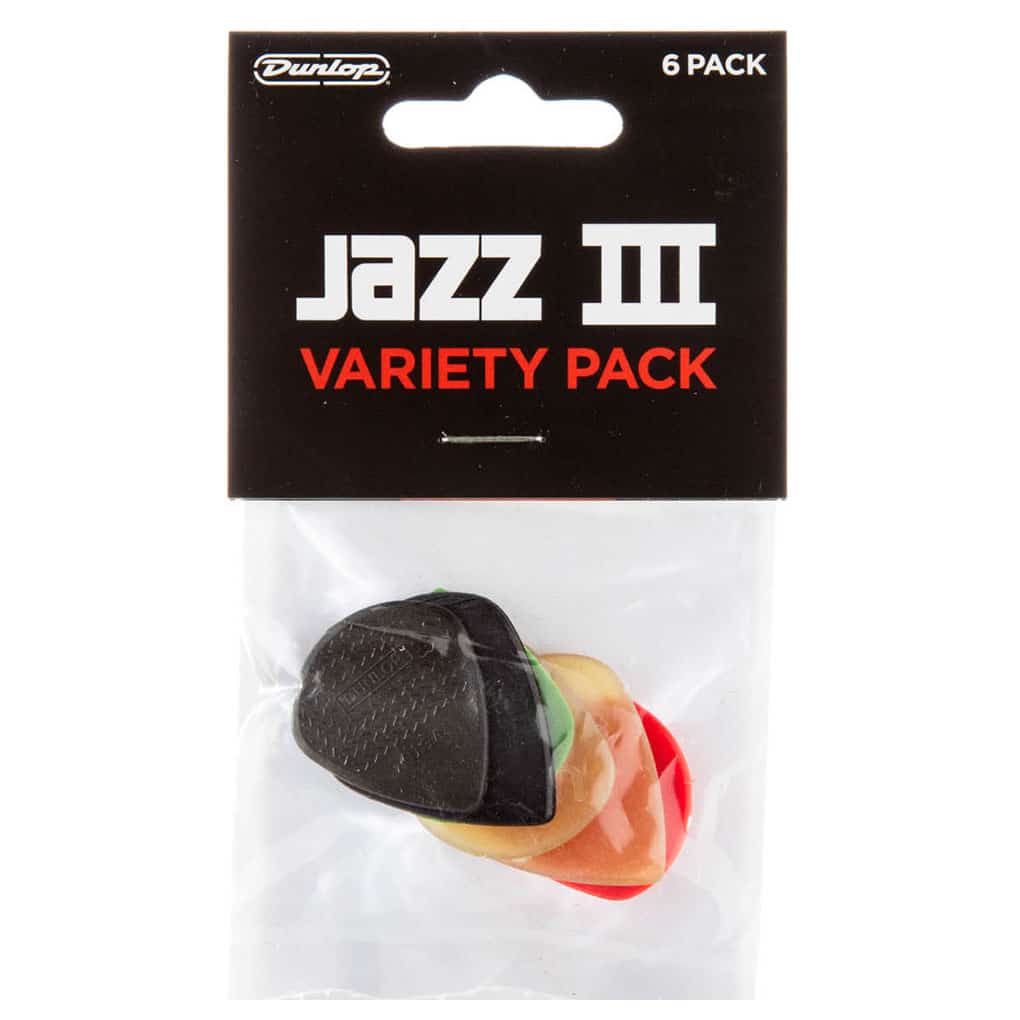 Dunlop – Variety Pack – Guitar Picks – Jazz III – Assorted Colours – 6 Pack 1