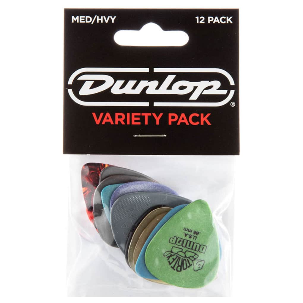 Jim Dunlop Medium/Heavy Variety Guitar Picks - 12 Pack Assorted Colors