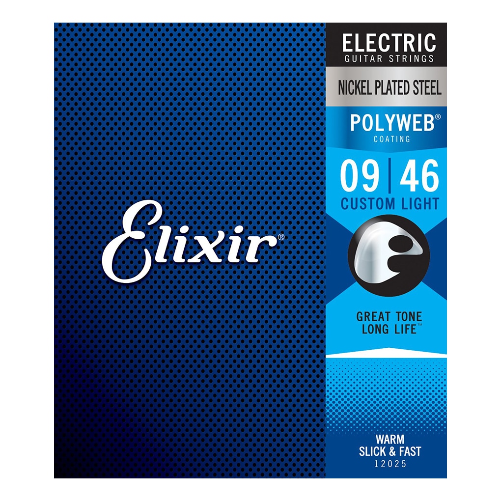 Elixir 12025 – Polyweb Nickel Plated Steel – Electric Guitar Strings – Custom Light – 9-46  1
