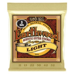 Acoustic Guitar Strings - Ernie Ball 3004 - Earthwood - 80/20 Bronze - Light - 11-52 - 3 Pack