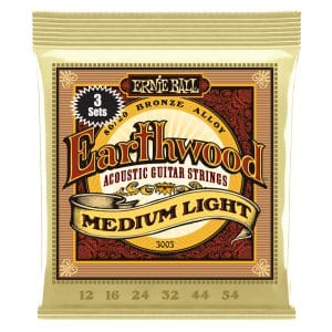 Acoustic Guitar Strings – Ernie Ball 3003 – Earthwood – 80/20 Bronze – Medium/Light – 12-54 – 3 Pack 1