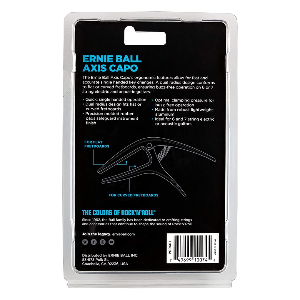 Ernie Ball – Axis Capo – For Acoustic  Electric Guitars – Silver – P09601