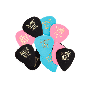 Ernie Ball - Cellulose Guitar Picks - Plectrums - Thin - 0.46mm - Assorted Colours - 12 Pack - P09176