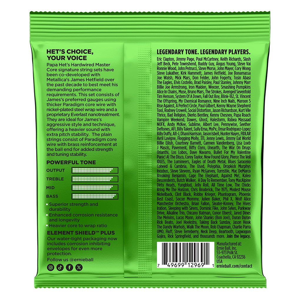 Electric Guitar Strings – Ernie Ball 2201 – James Hetfield Signature String Set – Papa Het’s Hardwired Master Cores – 11-50 2