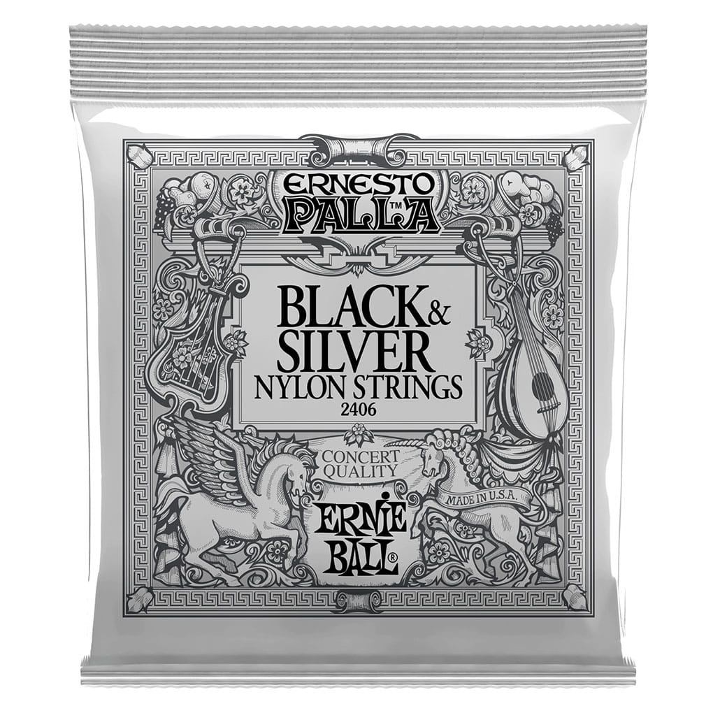 Classical Guitar Strings – Ernie Ball – Ernesto Palla 2406 – Black & Silver Nylon – Tie On 1