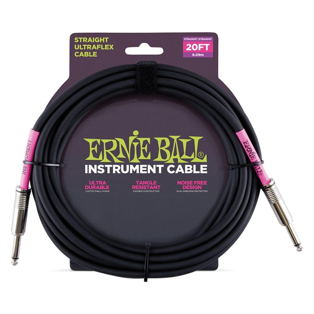 Ernie Ball – Instrument Cable – Straight/Straight – Black – 20ft 1