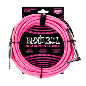 Ernie Ball - Braided Instrument Cable - Straight/Angle - Neon Pink - 10ft - P06078