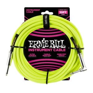 Ernie Ball - Braided Instrument Cable - Straight/Angle - Neon Yellow - 10ft - P06080