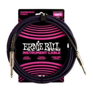 Ernie Ball – Braided Instrument Cable – Straight/Straight – Purple/Black – 10ft – P06393 1